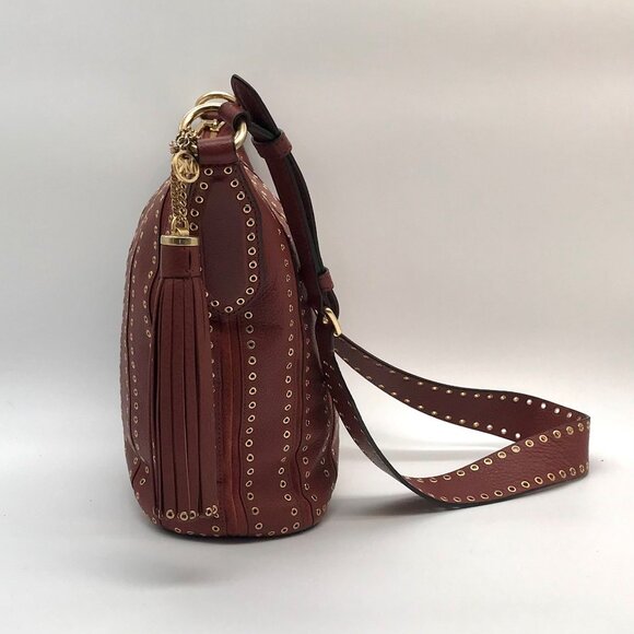 Michael Kors Brick Leather Brooklyn Grommet Feed Crossbody Bag - Picture 3 of 11